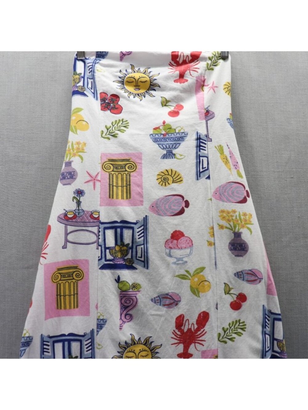 Japna Mediterranean Tile Print Dress Medium Strapless Tie Back Ciao Lobster Sun - Picture 5 of 15